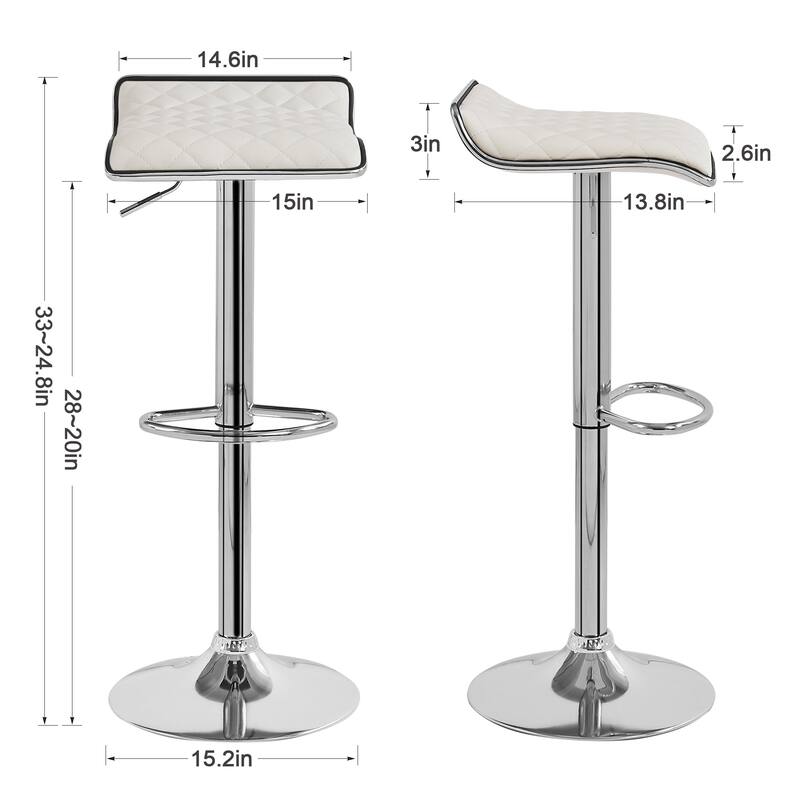 VECELO Barstools Adjustable Height Faux Leather Backless Modern Swivel Bar Stools, Bar Stools Set of 4