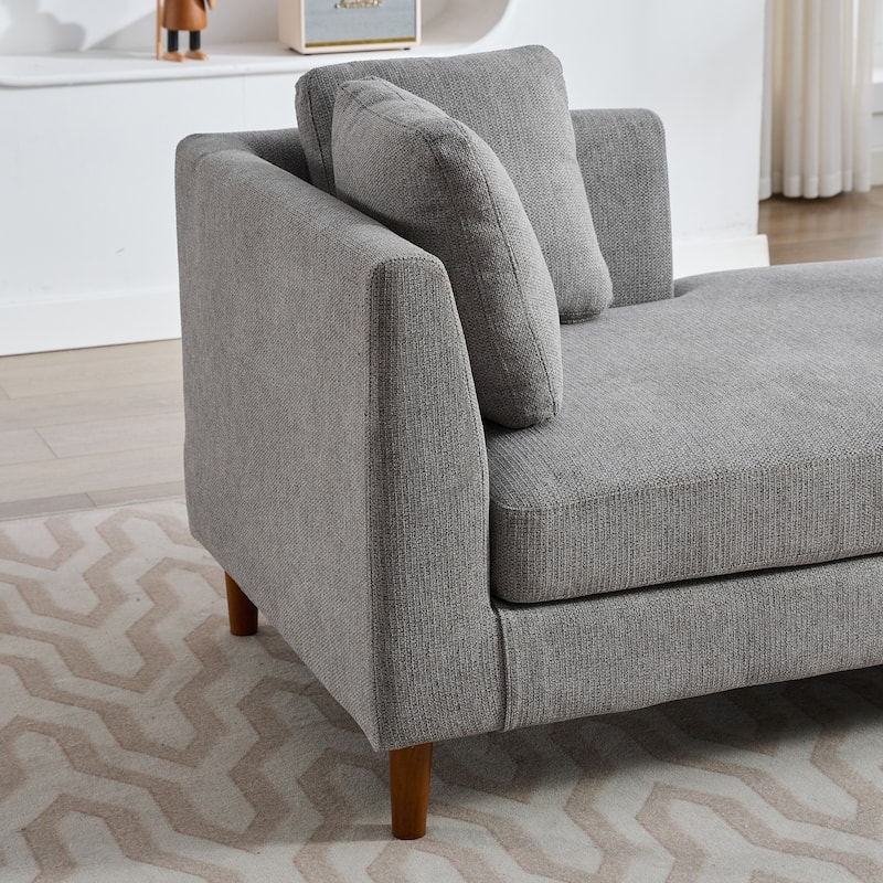 77.95"W Modern Double-Sided Upholstered Chaise Lounge, Sleeper Sofa Couch With 4 Throw Pillows, Daybed with Rubberwood Legs