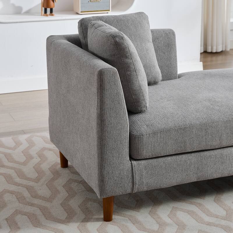 77.95'' Wide Modern Double-Sided Upholstered Chaise Lounge Indoor,Chenille Fabric Sleeper Sofa Couch With 4 Throw Pillows