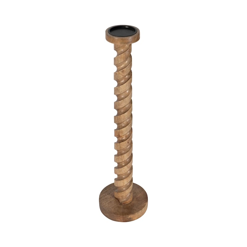 Sagebrook Home Mango Wood Spiral Candleholder - Elegant Home Decor