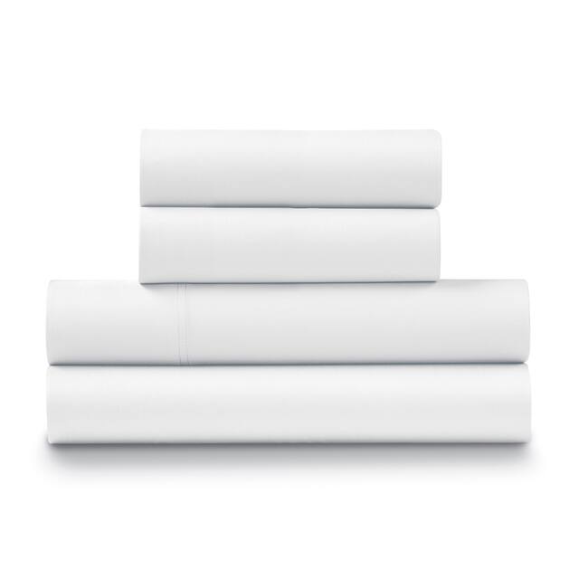 100% Cotton Sateen Smooth & Silky 500 Thread Count 4-Piece Sheet Set - White - California King