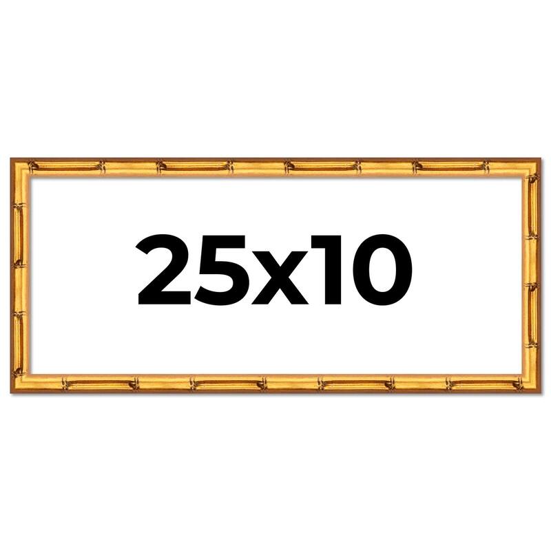 25x10 Frame Gold Bamboo Picture Frame Modern Photo Frame Includes UV Acrylic Shatter Guard Front Acid Free Foam Backing Board