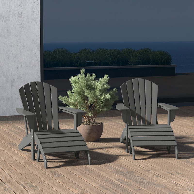 Altura Outdoor Eco-Friendly All Weather Adirondack Chairs with Ottomans (4-Piece Conversation Set)