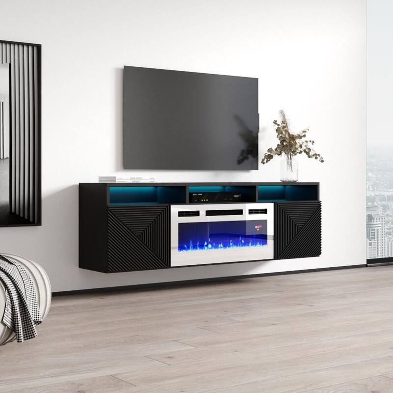 Giza WH-EF Wall Mounted Electric Fireplace Modern 63" TV Stand