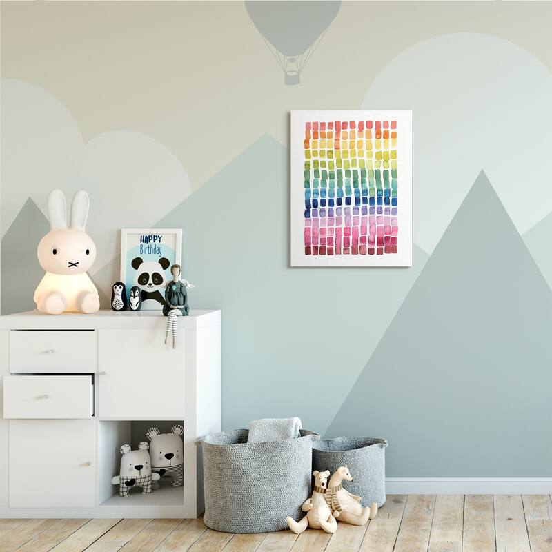 Stupell Modern Rainbow Abstraction Geometric Block Tiles Canvas Wall Art - Multi-Color