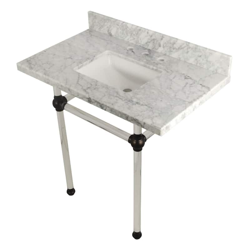 Kingston Brass Templeton 36" Rectangular Marble Wall Mounted Bathroom - Carrara Marble / Oil Rubbed Bronze