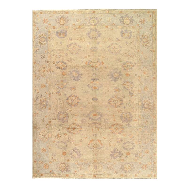 Turkish Oushak Hand-Knotted Wool Ivory Area Rug - 10' x 13' - 10' x 13'