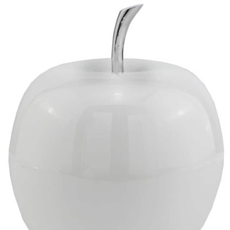 HomeRoots 6" White Aluminum Decorative Apple Tabletop Sculpture - 4" W x 4" D x 5.5" H