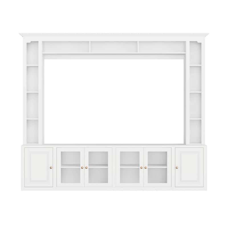 4-Piece Modern Entertainment Center Wall Unit with Bookshelves - All-in-1 Large TV Stand for TVs Up to 80"