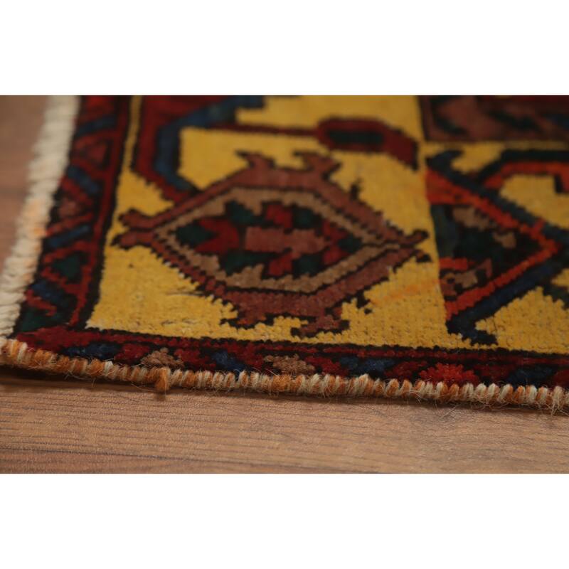 Hand Knotted Oriental 100% Wool Carpet Traditional Floral Red Heriz Runner Rug - 11' 6'' X 3' 8''