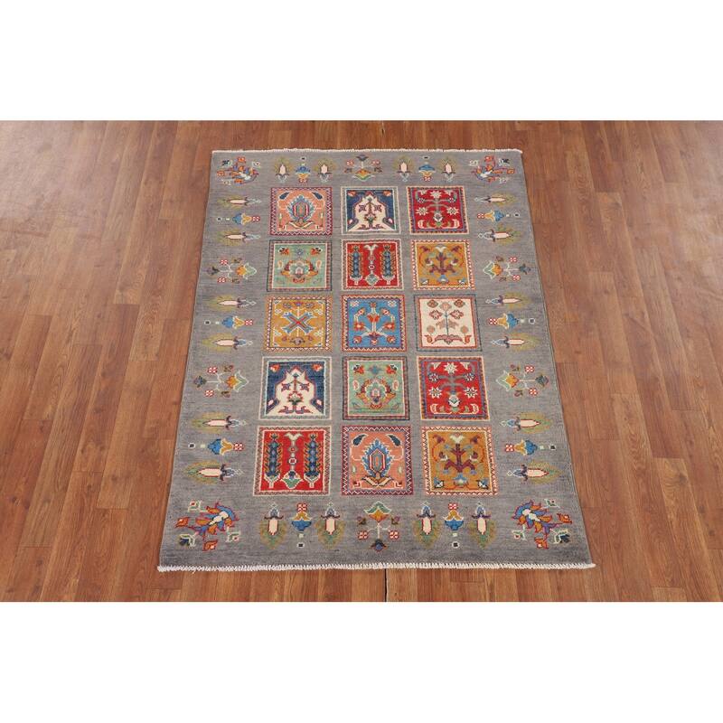 Garden Design Kazak Oriental Accent Rug Handmade Wool Carpet - 3'7" x 4'11"