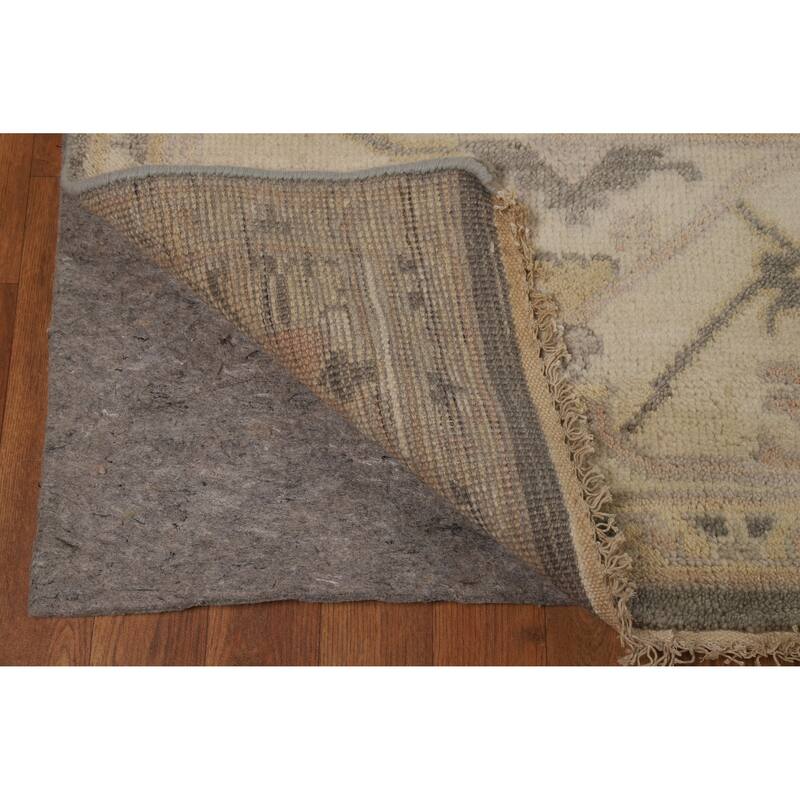 Transitional Grey Oushak Indian Area Rug Hand-Knotted Wool Carpet - 8'3" x 9'10"