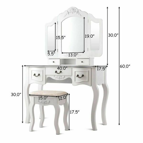 Shop Costway Tri Folding Vintage Vanity Makeup Dressing Table