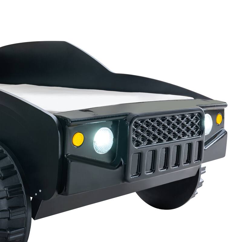 Toto Modern Black Twin Off-road Car Kid Bed with Wheels by Furniture of America