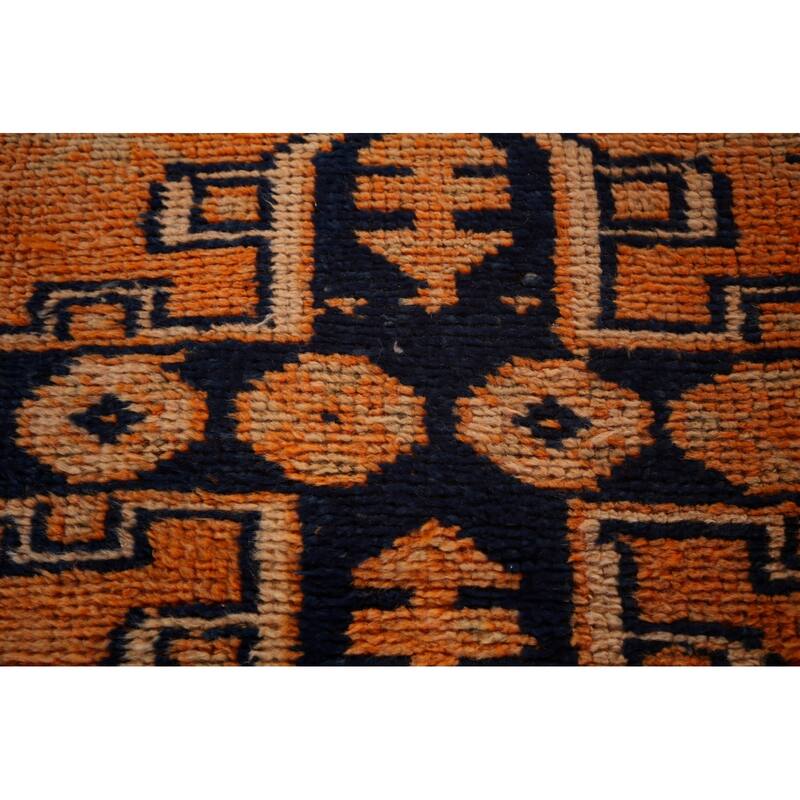 Tribal Anatolian Vintage Runner Rug Handmade Orange Wool Carpet - 2'9"x 11'2"