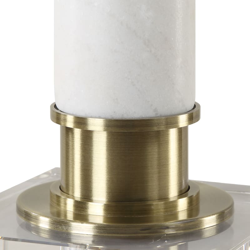 Uttermost Plinth White Marble Table Lamp - 27.75" H X 15" W X 15" D