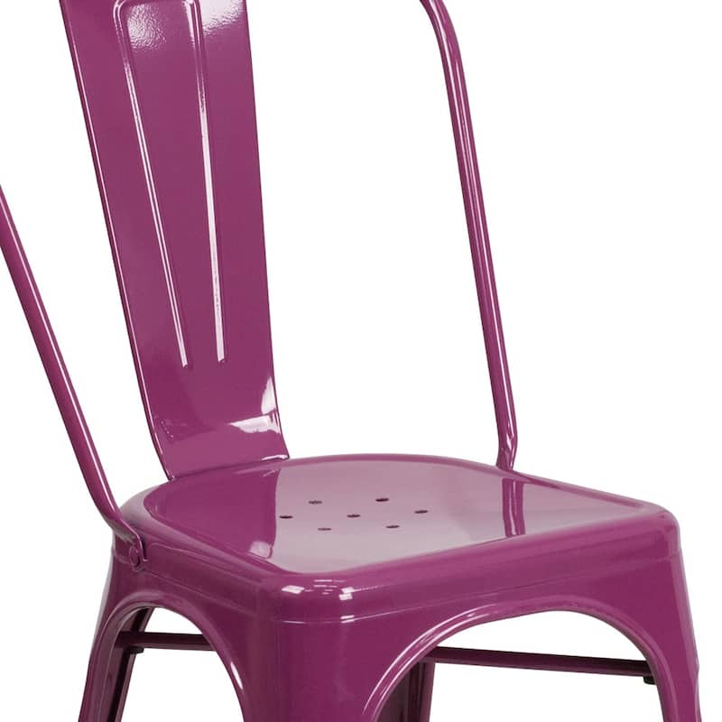 Metal Indoor/ Outdoor Stackable Bistro Chair (Set of 4)