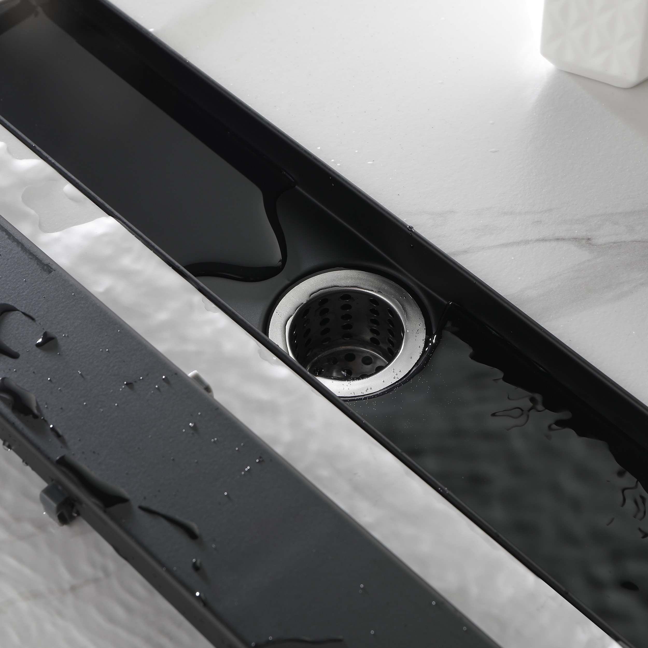 Saih Linear Shower Drain Included Hair Strainer and Leveling Feet N/A