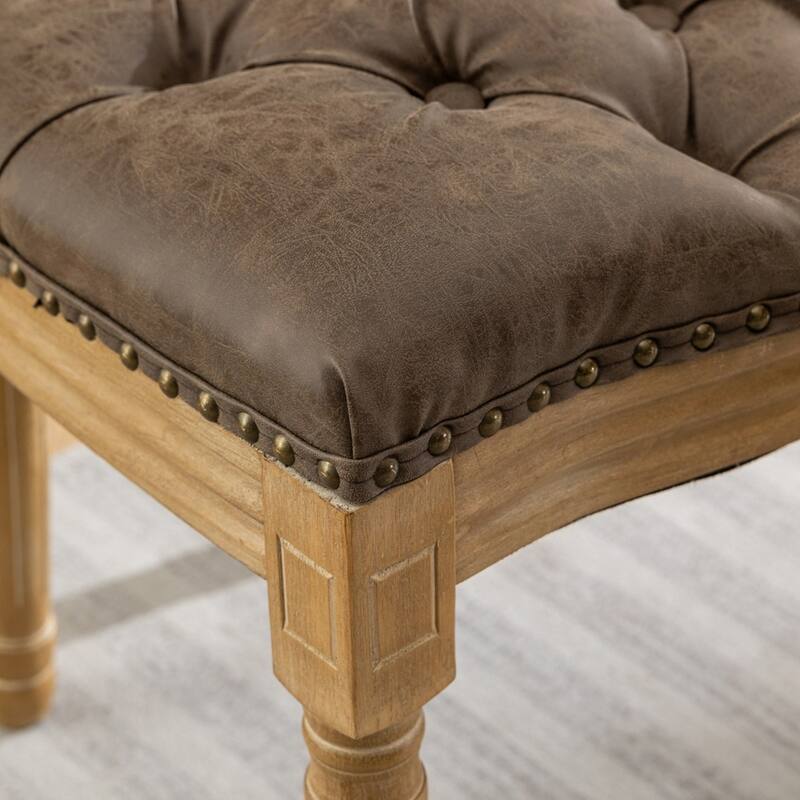 French Style Solid Wood Frame Antique Painting Linen Fabric Back Dining Chair