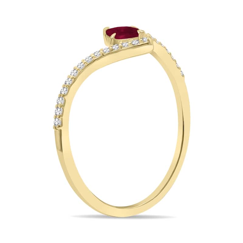 Marquee Jewels 1/4 Carat TW Ruby and Diamond V Shape Ring in 10K Yellow Gold