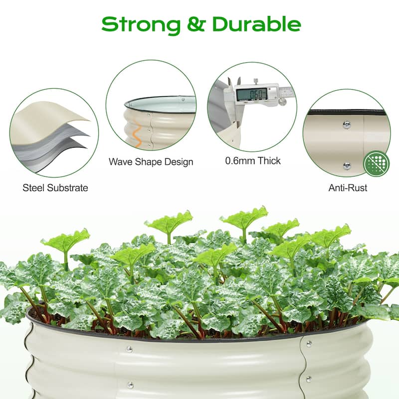 Aoodor Metal Galvanized Raised Garden Bed (Set of 2)