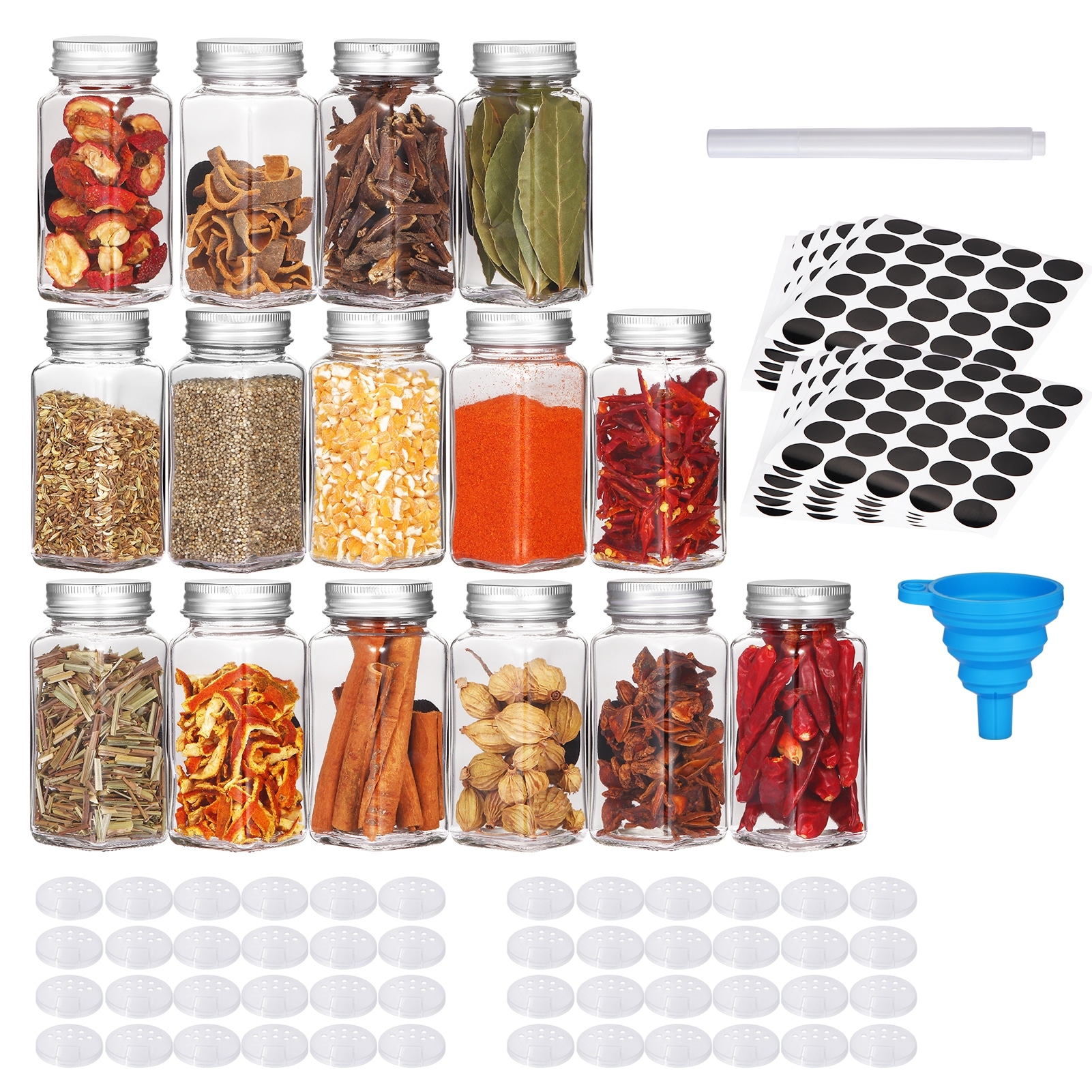 24 Pcs Glass Spice Jars with Spice Labels Bed Bath Beyond