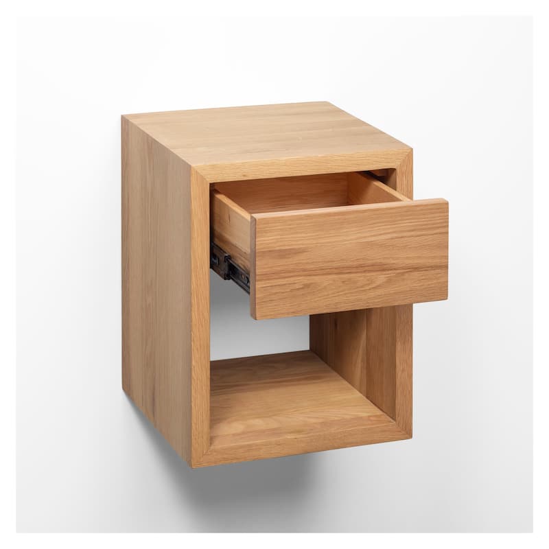 Artisan Oak Floating Nightstand with Modern Wall-Mounted Drawer