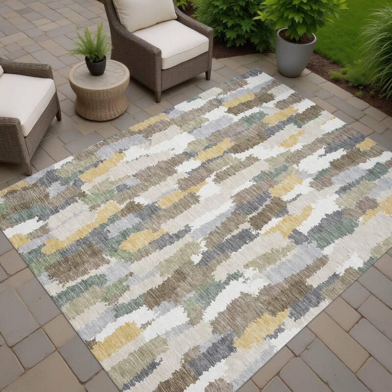 Machine Washable Indoor/ Outdoor Contemporary Stacks Chantille Rug