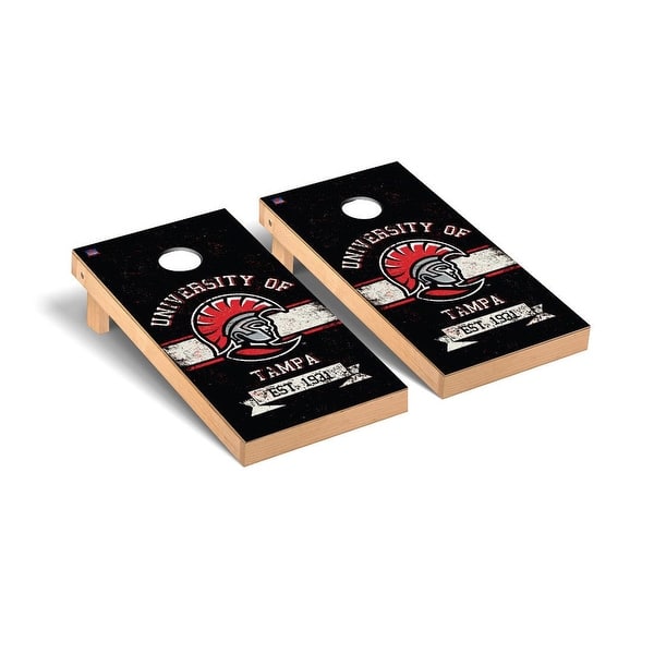 slide 2 of 5, University of Tampa Spartans Cornhole Board Set - Banner Vintage Wooden