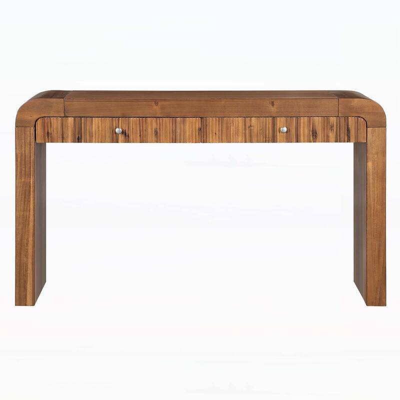 Console Table with Fluted Drawer,Curved Corners,and Thick Legs for Hallway & Living Room