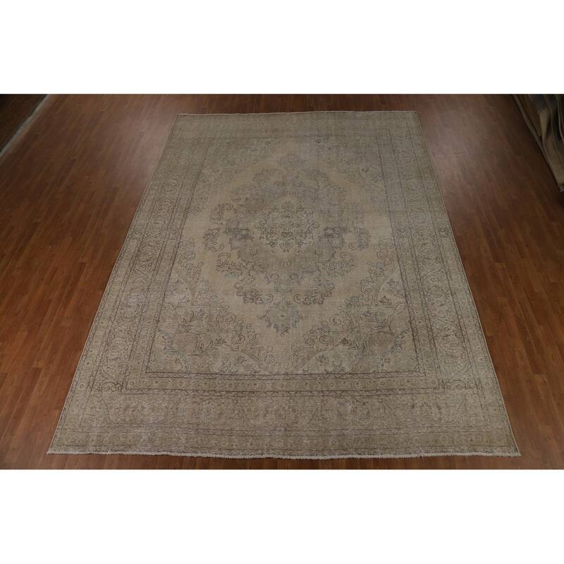Tabriz Persian Vintage Area Rug Handmade Oriental Wool Carpet - 9'8" x 12'8"