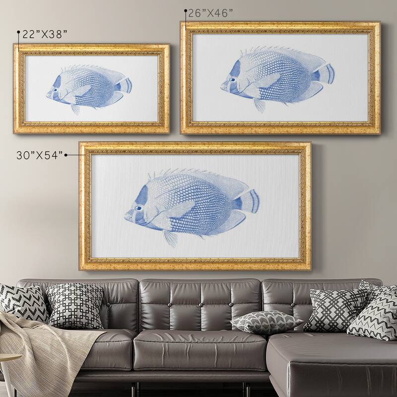 Blue & White Tropical Fish VI Premium Framed Canvas- Ready to Hang