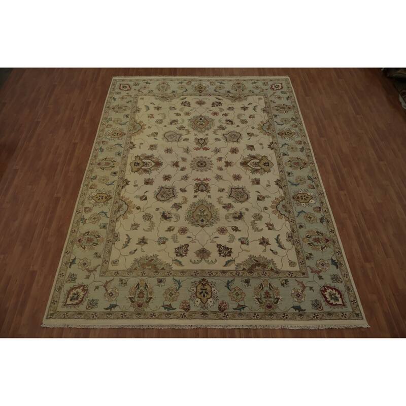 Hand Knotted Oriental 100% Wool Carpet Traditional All-Over Beige & Ivories Peshawar Area Rug - 13' 11'' X 9' 11''