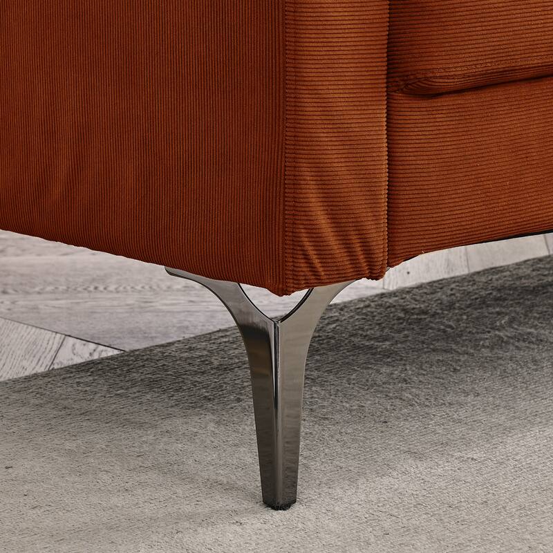 Modern Corduroy Upholstered Singles Sofa Chair with Metal Legs
