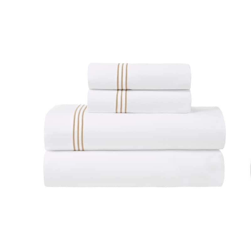 Superior Brandon Cotton Three-Line Embroidered Bed Sheet Set