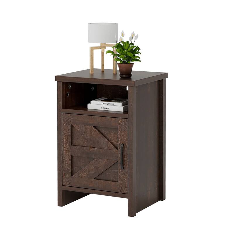 Furniwell Nightstand with Storage Shelves Side Table End Table for Bedroom Living Room