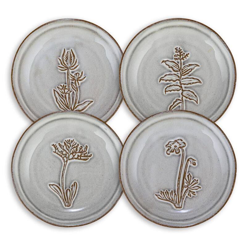 Stoneware Dish with Reactive Glaze - 5.0"L x 5.0"W x 0.8"H - Cream - 8 or More Pieces - 5.0"L x 5.0"W x 0.8"H