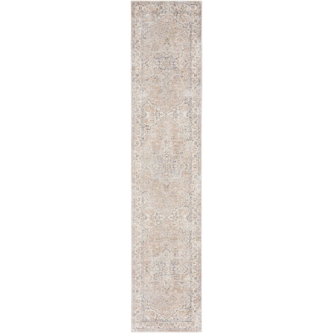 Nourison Abby Machine Washable Indoor only Persian Floral Area Rug. - 2' 2" x 8' - Beige - Runner