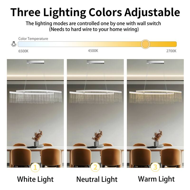 Luxury LED Pendant Light Tassel & Round Linear Chandeliers Dining room