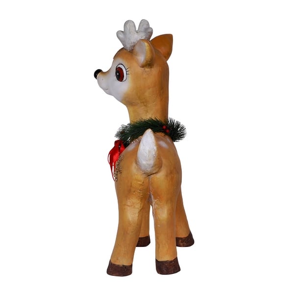 Alpine Corporation Reindeer Christmas Wreath With Warm White Led Lights Overstock 28639790