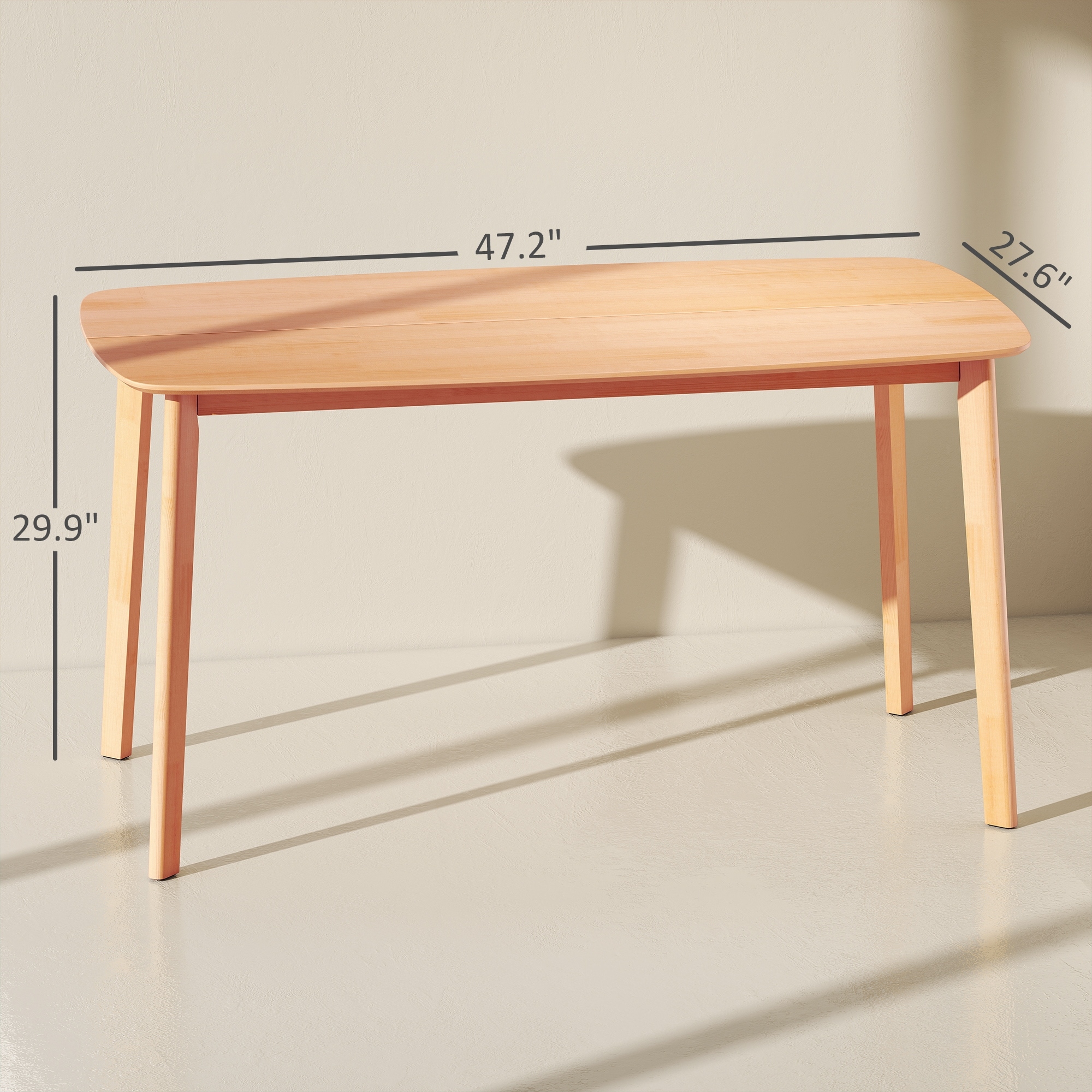 Dining Table for 4 People, Wood Kitchen Table with Wood-Effect Top