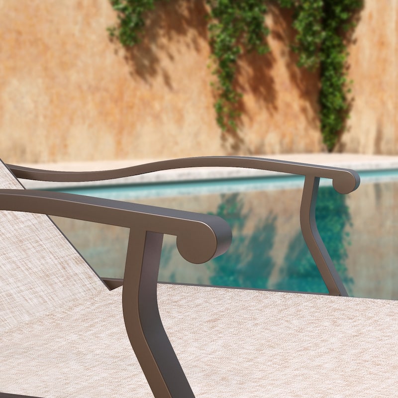 Outdoor Chaise Lounge Chair Reclining Sunlounger Set with Side Table - Set of 3