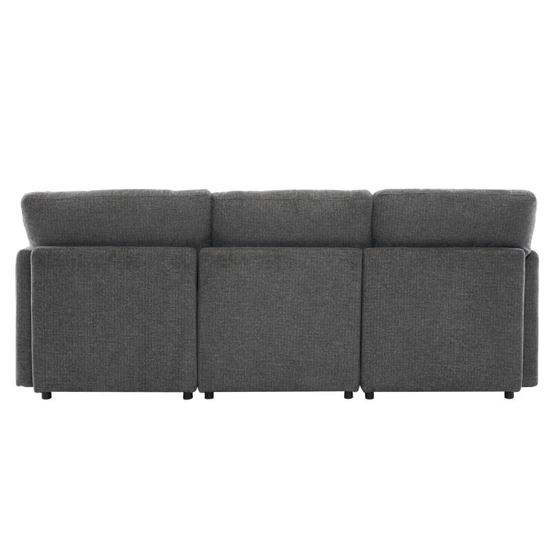 Roomfitters Modular Sectional U-Shaped Sofa Bed with Movable Ottoman, USB Ports, and Versatile Design for Living Room Style
