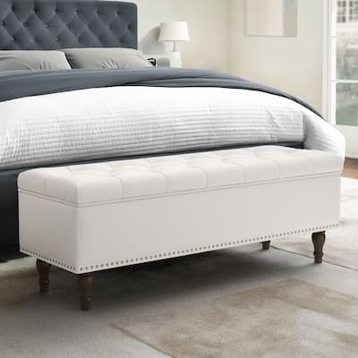 Tufted Storage Bench, Upholstered Ottoman with Storage for Bedroom - 50.8" W X 17.1" D X 18.3" H