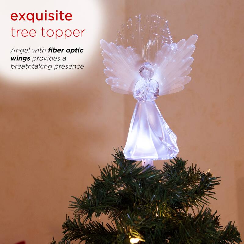 Alpine Corporation Angel Tree Topper with Fiber Optic Wings and LED Light