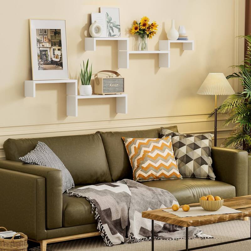 Floating Shelves for Wall, Wood Shelves for Home Decor, Set of 5