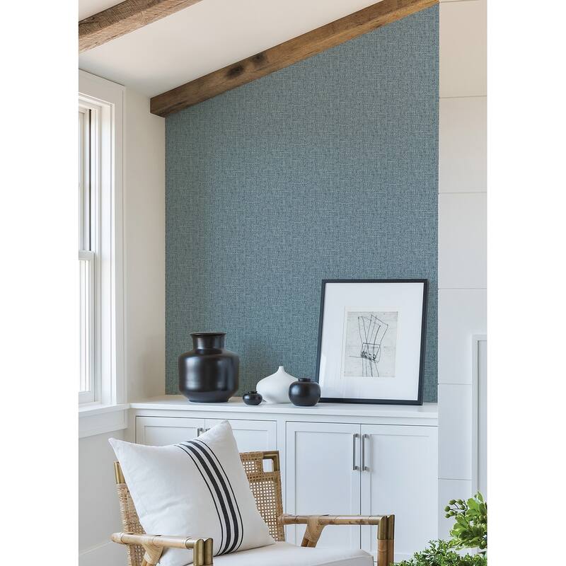 A-Street Prints Snuggle Blue Woven Texture Wallpaper