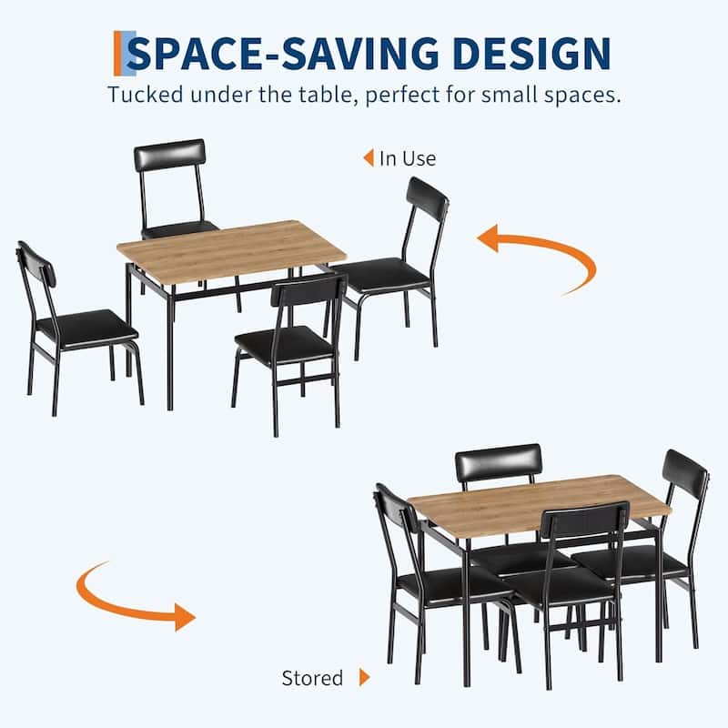Kitchen Dining Table Set for 4 with Chairs for Kitchen Room and Small Spaces