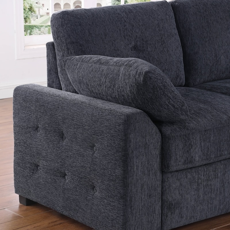 Convertible Pull-out Sectional Sofa Loveseat Sleeper with Storage and Pillows
