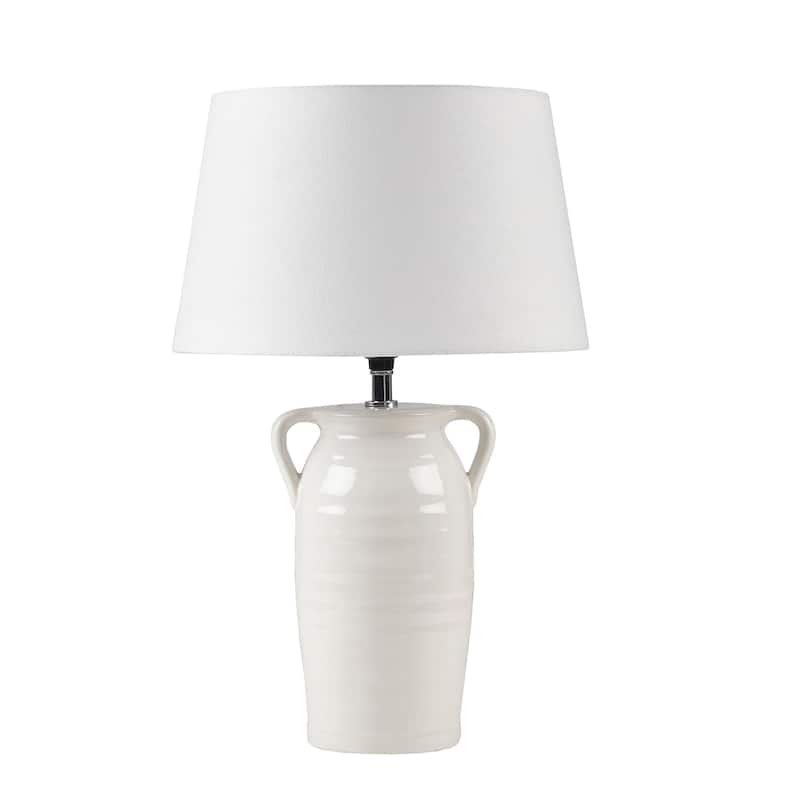 INK+IVY Everly White Ceramic Table Lamp with Handles